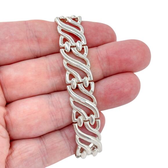 Vintage Sterling Silver 925 Openwork Panel Bracelet 7" - Picture 1 of 8